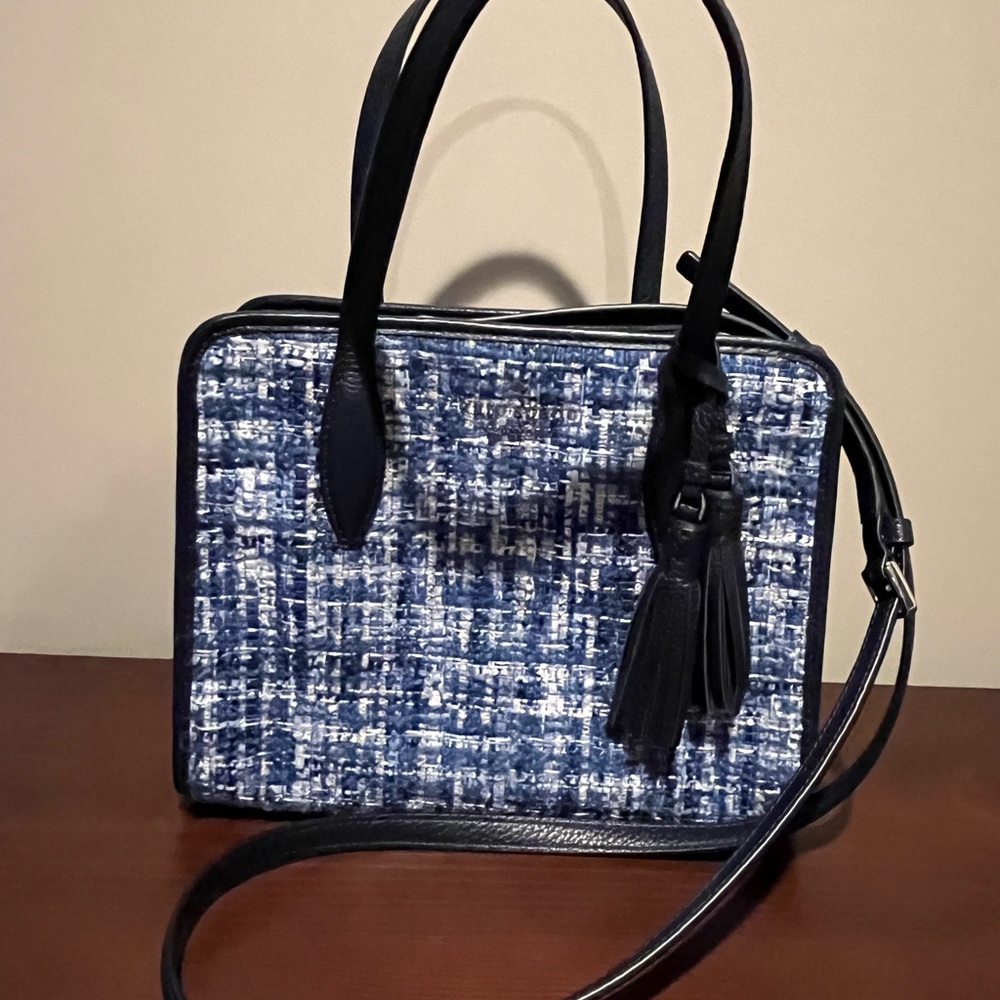 Elegant Navy Tweed Satchel by kate spade
